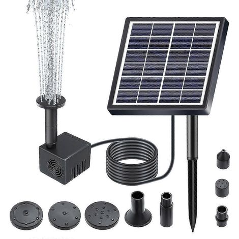 Pompe à eau solaire 6 V 1,5 W, 6 modes, 160 l/h, hauteur de refoulement 50 cm, pompe pour fontaine solaire avec 8 buses, version 0519 (1/5)