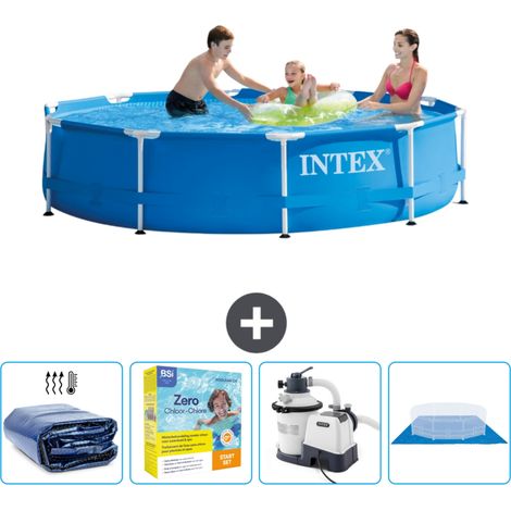 Intex-Schwimmbecken mit rundem Rahmen – 305 x 76 cm – Blau – im Lieferumfang enthalten Accessoire CB66