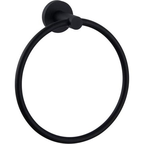 Anneau porte-serviettes mural - Noir - Porte-serviettes salle de bain - Support serviette - Accessoire salle de bain - Installation facile