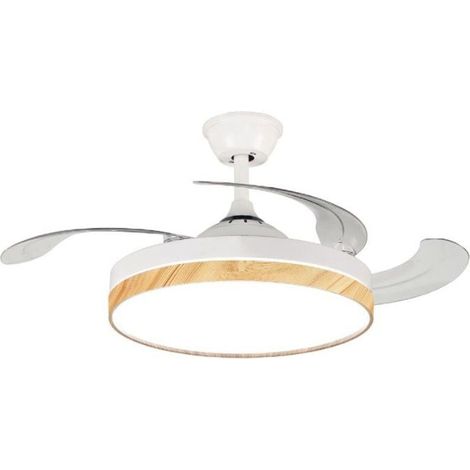 Grunkel Ventilador de Techo LED SKYWIND-42W25, 106 cm, Motor DC 20W, 6 Velocidades, Aspas Retráctiles, Control Remoto, Blanco