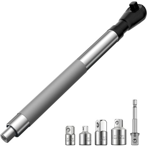 Rallonge coudée 1/2" pour utilisation électrique avec raccords carrés polyvalents 3/8" - 1/4" - Rallonge à cliquet à impact pour espaces restreints (1/4)