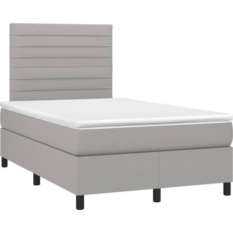 Struttura letto LED con coprimaterasso testiera boxspring 120x200 cm tessuto grigio chiaro TDL0207895