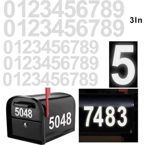 Chiffres Réfléchissants Pour Boîte Aux Lettres - Autocollants Numériques Auto-Adhésifs 0 À 9 - Extérieur - 5 Séries (1/4)