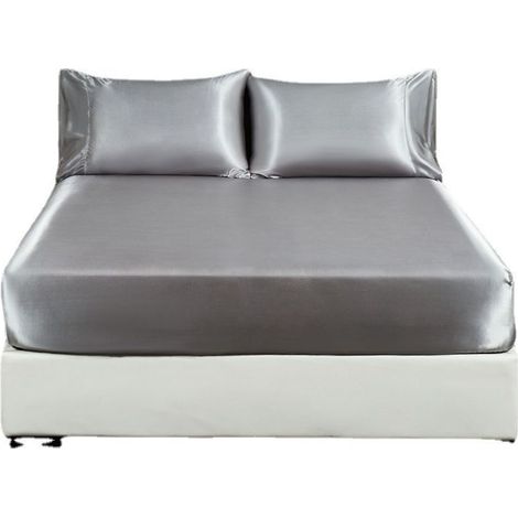 Drap of bed in satin of soie imitation, cover of mattress in satin to the touch cool (1/3)