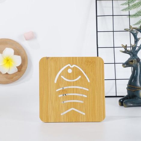 Posavasos huecos de madera de 5 piezas, posavasos gruesos resistentes al calor, alfombrillas antideslizantes para ollas y cuencos (1/4)