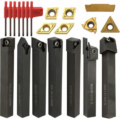 royaluxe - Porte-Outil De Tournage Tournage en Carbure 21Pcs 12mm en carbone avec clés pour Outil de Tour——, (1/5)