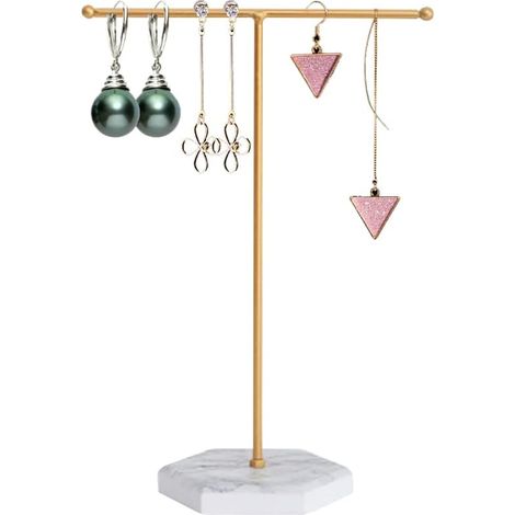 Présentoir Bijoux - Arbre Bijoux Métal T - Support Colliers Bracelets Boucles Doreilles Montres Bagues - Hauteur 26 cm - Base 10 cm - 1 Pièce (1/5)
