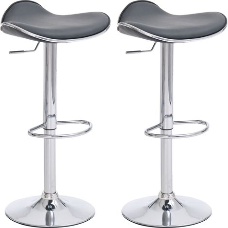 Lot de 2 tabourets de bar en synthétique gris pieds métal chromé pivotant et hauteur réglable TDB10306 (1/3)