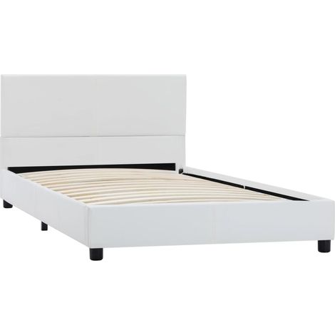 Maison Exclusive - Cadre de lit Blanc Similicuir 100 x 200 cm (1/5)