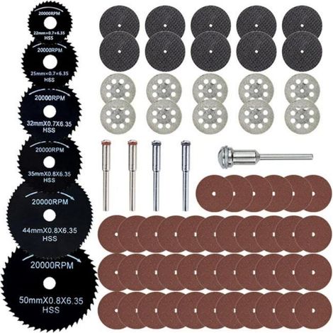 67 discos de corte de diamante, discos de corte y amolado HSS, accesorios para sierras circulares, carpintería y metalurgia, mini taladros y herramientas rotativas. (1/5)