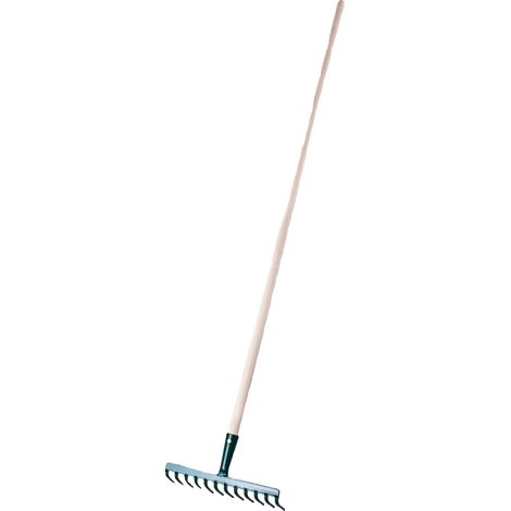 Rastrillo de jardín de madera, con 12 púas, mango ergonómico y eficaz para recoger residuos. Ideal para el mantenimiento del jardín. (1/5)