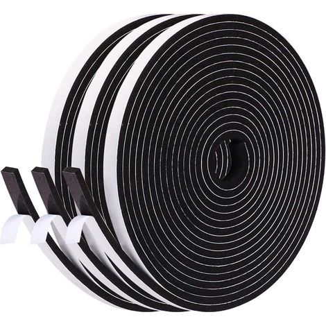 Joint d'isolation phonique en mousse caoutchouc 6mm x 3mm – Adhésif résistant aux intempéries – Longueur 15m pour fenêtres et portes (1/5)