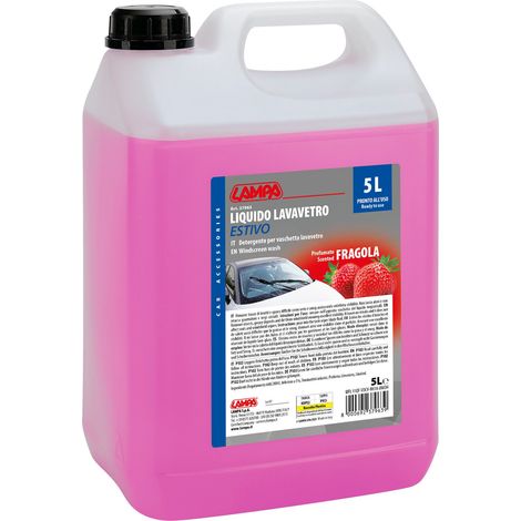 Liquido lavavetro estivo profumato, pronto all'uso - Fragola - 5000 ml