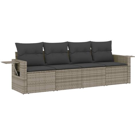 Maison Exclusive - 4-tlg. Garten-Sofagarnitur mit Kissen Grau Pol