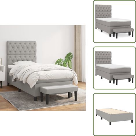 Boxspringbett mit Matratze Hellgrau 80x200 cm Stoff - Boxspringbett - Doppelbett - Schlafraum - Bettgestell - Bettauflage (1/5)
