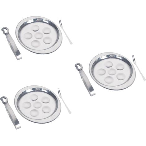 3 Set Pince Fourche Plat Escargots Acier Inoxydable 6 Trous Cuisine