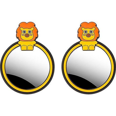 miroir Auxiliaire De Voiture 2pcs - Petit Lion, Miroir D'angle Mort Rglable 360 Degrs, Petit Miroir Rond De Voiture Ventouse (1/5)