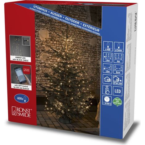 Konstsmide - Accappatoio per albero a LED, con illuminazione controllata da app, in plastica, colore: nero (1/4)