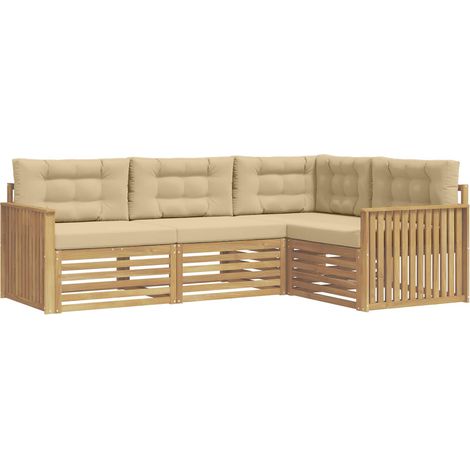 Outdoor Sofa Set 4 pcs White and Beige 247.5 x 168.5 x 73 cm vidaXL (1/5)