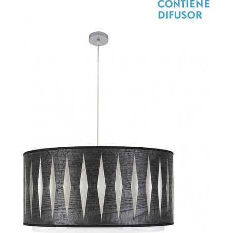 Alexandra Suspension 3xe27 Chrome/Bois Noir Regx60x60 cm