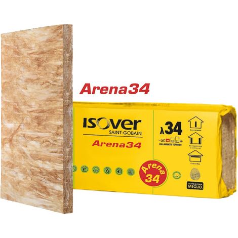 ISOVER ARENA34 – pannelli in lana di vetro (45/70/95 mm) – vendita a pacco - Misura: 95 mm - 0,60×1,45 m - 6,96 mq - 8pcs (1/3)