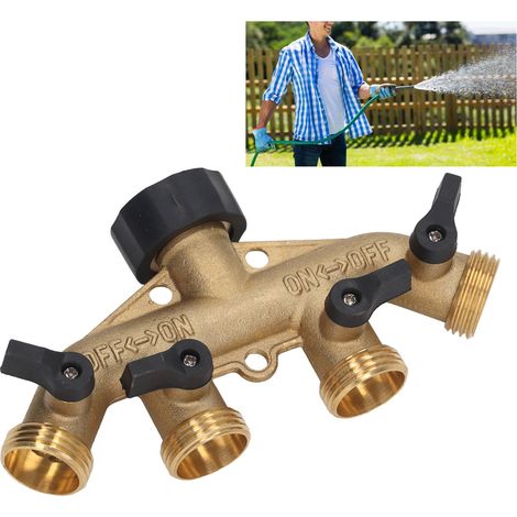 Dispensador de agua de 4 vías, válvulas de bola estilo estadounidense para riego de jardines y lavado de coches, ABS, PP, metal, 412 g (1/5)