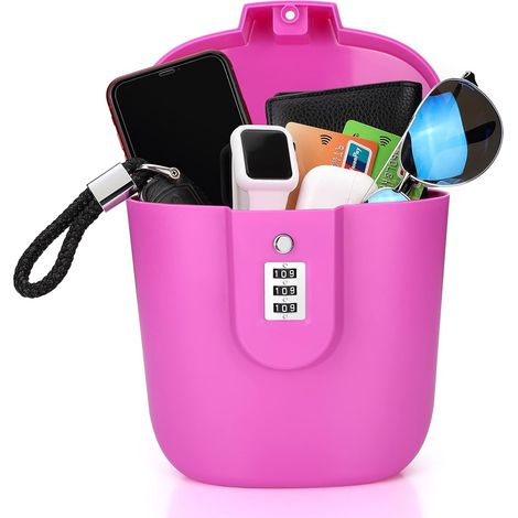 Filiyano-Coffre-fort antivol - Coffre-fort de voyage portable avec serrure à combinaison pour la plage, le camping, les voyages (rose) (1/5)