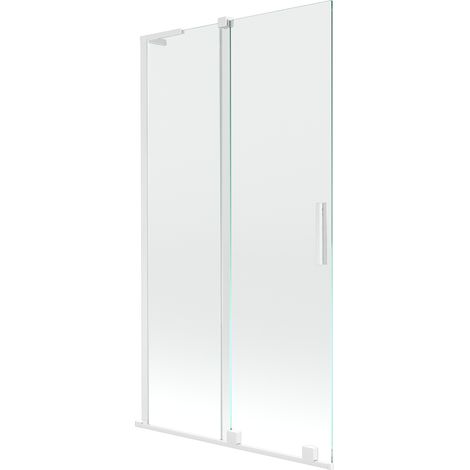 Mexen Velar L Badewannenabtrennung, 2-flügelig verschiebbar, 100 x 150 cm, transparent, weiß - 896-100-003-01-20 (1/5)