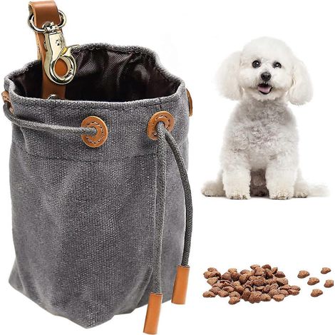 Sac à friandises portable pour chien, pochette à friandises avec cordon de serrage et crochet de ceinture. (1/5)