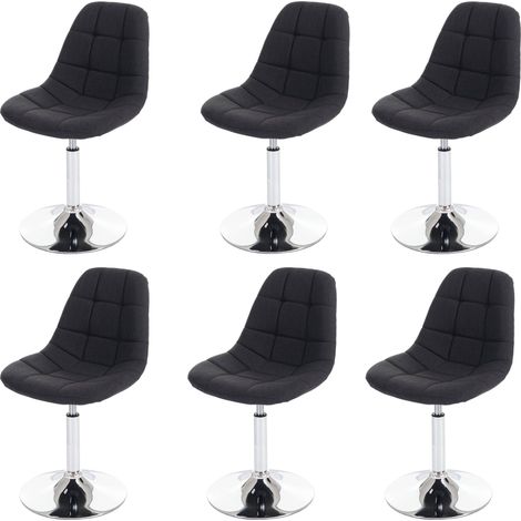 [NON UTILIZZATO] Set 6x sedie girevoli sgabello HHG-452 design moderno sala pranzo tessuto grigio scuro