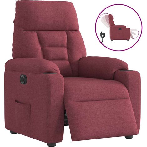 Sillón reclinable eléctrico tela rojo tinto vidaXL (1/4)