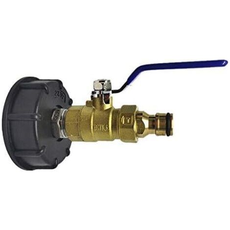 1x Messing-Rohranschluss für Armatur, S60×6-Beckenablaufadapter mit 25 mm Auslassdurchmesser, Schnellanschluss-Auslass, für IBC-Behälter (1/4)