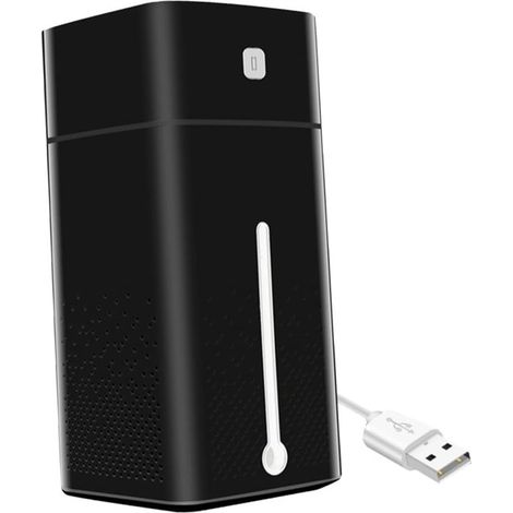 Mini umidificatore USB silenzioso con luce LED multifunzione – adatto per ufficio, auto e casa – diffusore d'aria compatto e portatile – nero. (1/5)