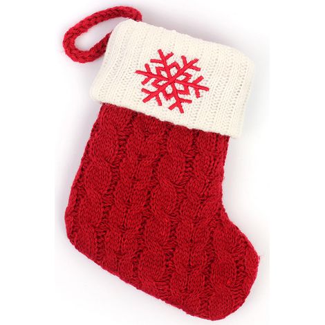 Chaussette De Noël - Motif Flocon De Neige - 18 x 14 cm - Pour Remplissage Et Suspension - Lot De 3