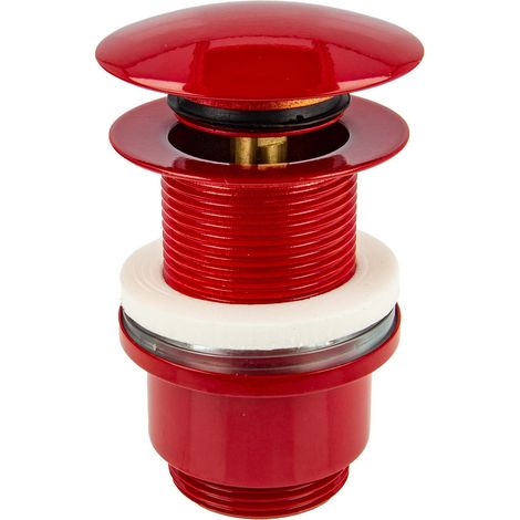 tecuro Pop Up Ablaufgarnitur rot RAL 3003, 1 1/4 Zoll - für Waschbecken ohne Überlauf (1/5)