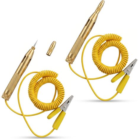 Penna tester per circuiti automobilistici in 2 pezzi 6-24V con luce di prova e cavo con clip a molla, strumento di riparazione elettrica per veicoli, rilevamento rapido dei guasti e diagnosi accurata (1/5)