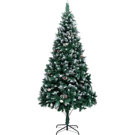 Künstlicher Weihnachtsbaum mit Zapfen und Schnee 210 cm