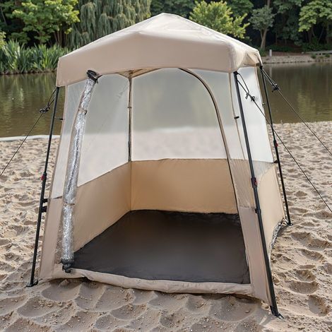Tente-bulle marron en PVC transparent avec armature en fibre de verre et sac de transport pour pêche, camping et jardin (1/4)