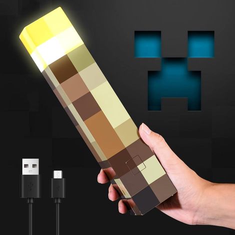 Torcia Pixels Brownstone adatta per montaggio a parete o uso portatile, ricaricabile tramite USB, funzione di dissolvenza lenta, torcia LED da 11 pollici, decorazione per ambienti