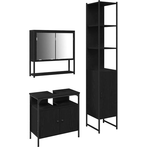 Maison Exclusive - Badezimmermöbel-Set 3 pcs Schwarz Eichen-Optik