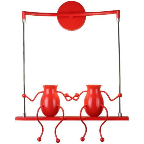 royaluxe- Applique Rétro 2 Lumières Applique Murale D'Intérieur En Métal, Applique Murale Moderne Pour Chambre À Coucher, Bar, Bureau, Rouge (1/4)