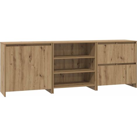 3 pcs Buffet,Bahut,Meuble de Rangements chêne artisanal 70 x 41 x 75 cm Bois d'ingénierie CFW77480 (1/5)