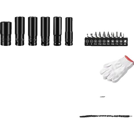 Kit adaptador para llave de impacto, juego de 44 piezas, construcción de acero duradero, juego de 44 piezas (1/2)