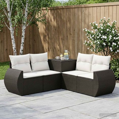 vidaXL Set di divani 5 pz Nero e Bianco Crema 188 x 188 x 85 cm (1/5)