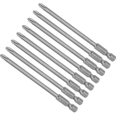 8-Pièces Phillips Croix Tournevis PH2 100mm Long 1/4" Hex Tige (1/5)