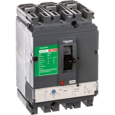 Disjoncteur de puissance 80 A triphasé 36 kA EasyPact Compact CVS CVS100 TM80D LV510336