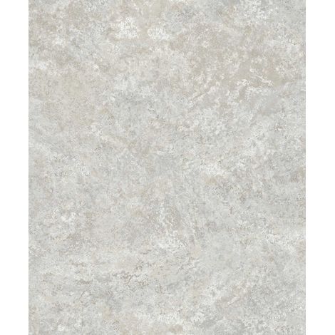 Papier peint effet stuc patiné blanc cassé nacré (1/2)