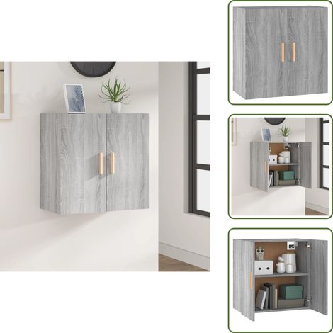 Wandschrank Grau Sonoma 60x30x60 cm Holzwerkstoff - Wandregal - Aufbewahrungsregale - Regal Grau - Schmaler Schrank - Platzsparender Schrank (1/5)