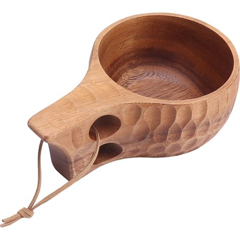 Tasse à thé en bois sculptée à la main, style portable, tasse à café en bois naturel pour la maison, le restaurant et le camping, 5 pièces