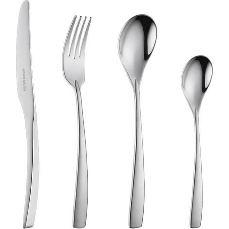 Ménagère 24 pièces en acier inoxydable – Finition miroir – Couverts pour repas – 6 couteaux, 6 fourchettes, 6 cuillères à soupe, 6 petites cuillères – Arthur Martin (1/4)